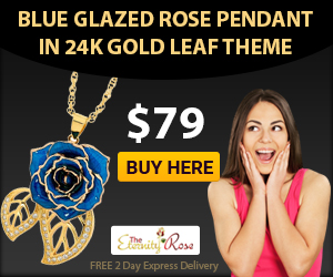 Blue glazed rose pendant
