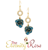Blue glazed rose earrings